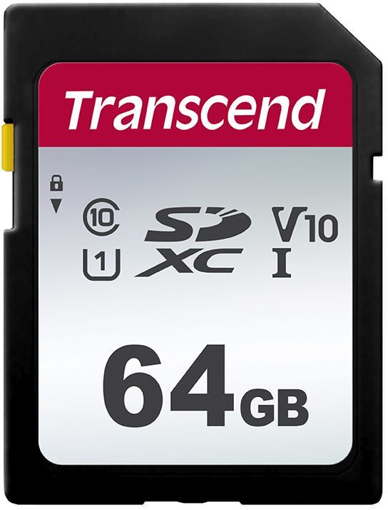 Карта памяти 64Gb SDXC Transcend SDC300S Class 10 UHS-I U1 V10 (TS64GSDC300S)