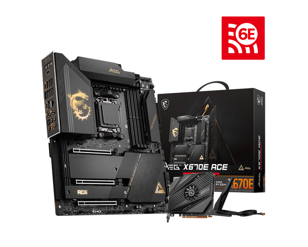 Материнская плата MSI MEG X670E ACE, AM5, AMD X670, 4xDDR5 DIMM, 3PCI-Ex16, 6SATA3, 7.1-ch, 10GLAN, 12 USB 3.2, 5 USB Type-C, Type-C DP, EATX, Retail