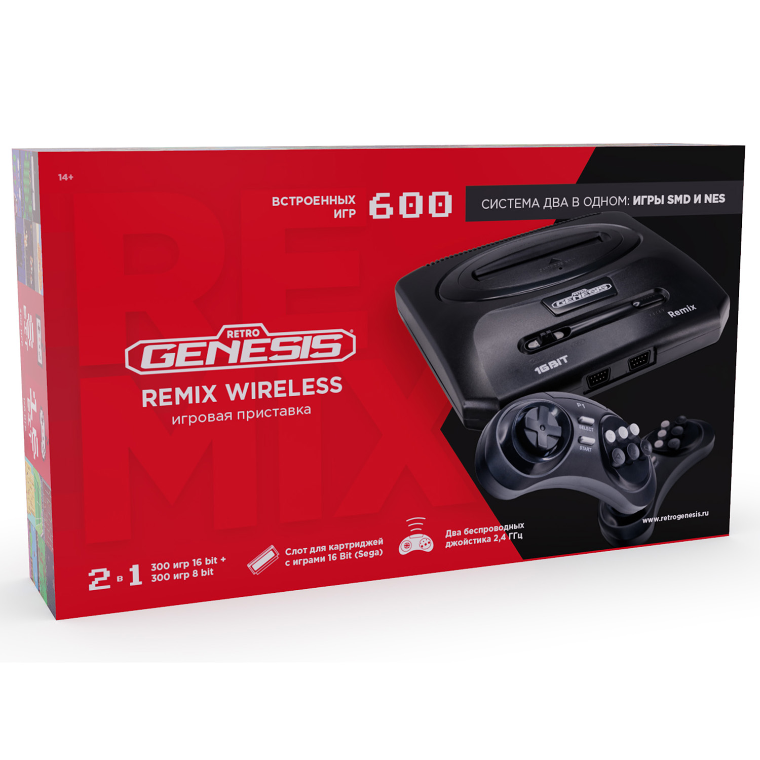 

Игровая приставка SEGA Retro Genesis Modern Wireless (8+16Bit), черный + 600 игр (AV кабель, 2 беспроводных джойстика) (ConSkDn101), Retro Genesis Modern Wireless (8+16Bit)