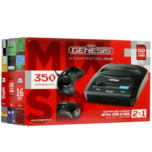 

Игровая приставка SEGA Retro Genesis MixSD (8+16Bit), черный + 350 игр (AV кабель, microSD слот, 2 проводных джойстика) (ConSkDn109), Retro Genesis MixSD (8+16Bit)