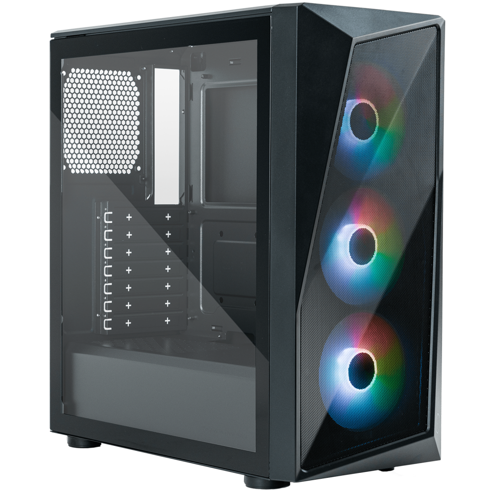 Корпус COOLERMASTER CMP 520, ATX, Midi-Tower, USB 3.0, RGB подсветка, черный, без БП (CP520-KGNN-S00)