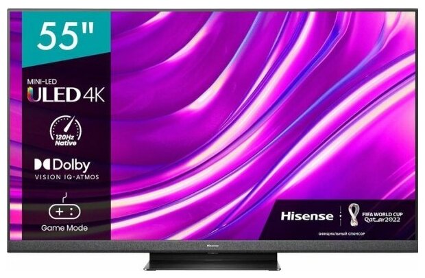 Телевизор 55" Hisense 55U8HQ (ИМП), 3840x2160, темно-серый