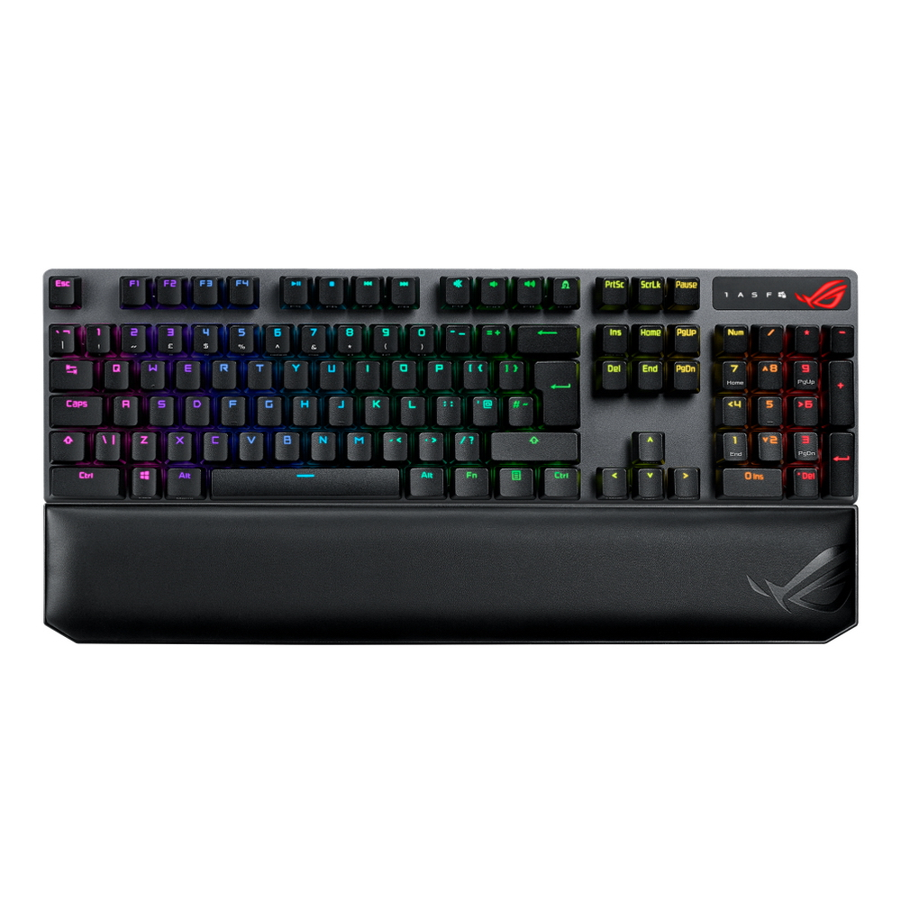 

Клавиатура беспроводная ASUS ROG Strix Scope NX Wireless Deluxe, механическая, ROG NX, подсветка, Bluetooth/Радиоканал/USB, черный (90MP02I6-BKRA00), ROG Strix Scope NX Wireless Deluxe