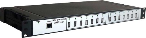 Концентратор сетевой Nio-Electronics EUSB 14EP, 1xGLAN, 14xUSB 2.0, черный (NIO-EUSB 14EP)