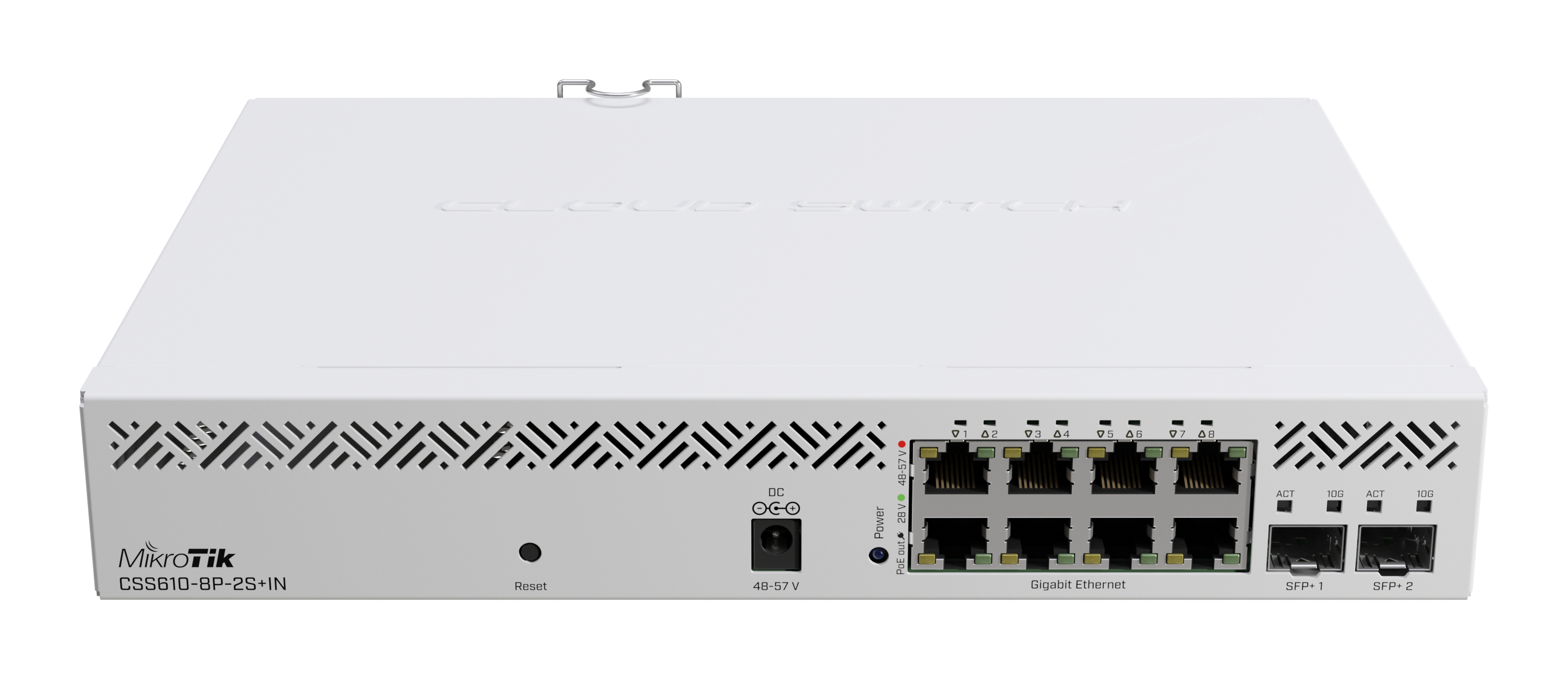 

Коммутатор MikroTik Cloud Smart Switch CSS610-8P-2S+IN, управляемый, кол-во портов: 8x1 Гбит/с, кол-во SFP/uplink: SFP+ 2x10 Гбит/с, установка в стойку, PoE: 8x30Вт (макс. 140Вт) (CSS610-8P-2S+IN), CSS610-8P-2S+IN