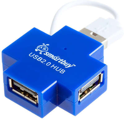 Концентратор Smartbuy SBHA-6900-B, 4xUSB 2.0, голубой - фото 1