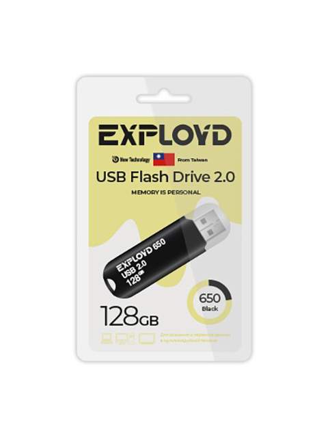 

Флешка 128Gb USB 2.0 EXPLOYD 650, черный (EX-128GB-650-Black)