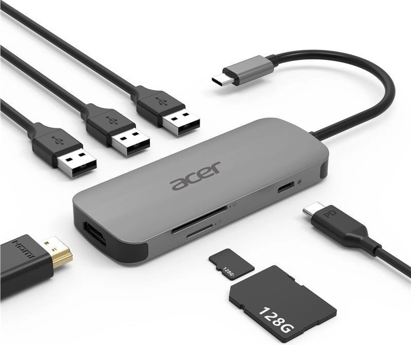 

Док-станция ACER MINI 7IN1, HDMI, 3 х USB 3.2 Gen 1, DisplayPort и SD/TF, серый (HP.DSCAB.008), MINI 7IN1
