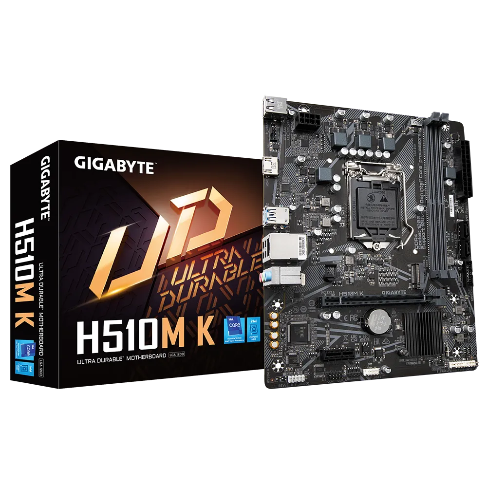 

Материнская плата GIGABYTE H510M K, Socket1200, Intel H510, 2xDDR4, PCI-Ex16, 2SATA3, 7.1-ch, GLAN, 4 USB 3.2, HDMI, mATX, Retail, H510M K