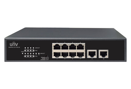 

Коммутатор Uniview NSW2010-10T-POE-IN, кол-во портов: 8x100 Мбит/с, кол-во SFP/uplink: RJ-45 2x100 Мбит/с, PoE: 8x30Вт (макс. 120Вт) (NSW2010-10T-POE-IN), NSW2010-10T-POE-IN