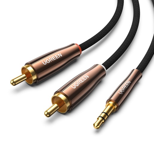 

Кабель-разветвитель Jack 3.5mm(M)-2xRCA(M), экранированный, 2м, черный/золотистый UGREEN AV170 (80847), AV170