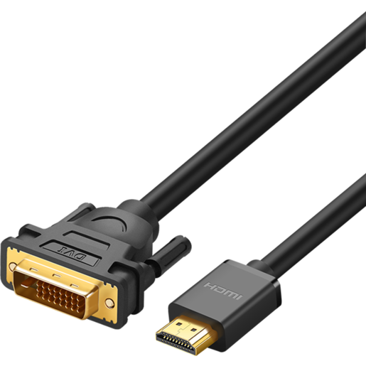 

Кабель HDMI(19M)-DVI-D(25M), экранированный, 2 м, черный UGREEN HD106 (10135), HD106
