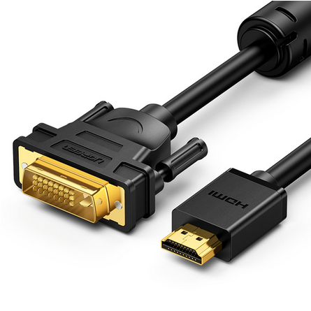 

Кабель HDMI(19M)-DVI-D(25M), экранированный, ферритовый фильтр, 1 м, черный UGREEN HD106 (30116), HD106