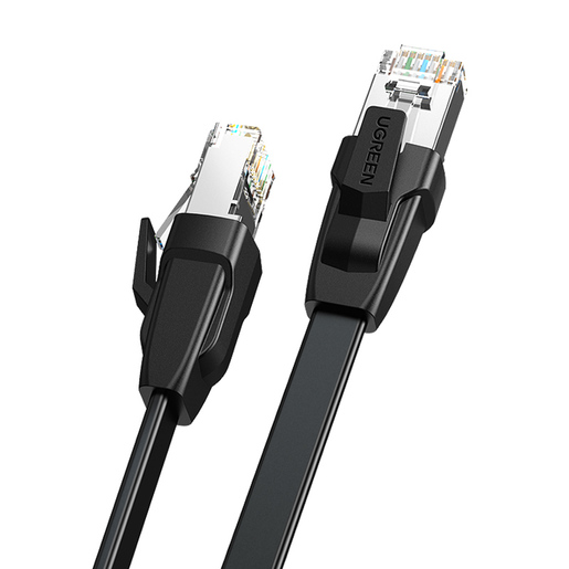 

Патч-корд STP кат.8, 2м, RJ45-RJ45, черный, CU, экранированный, плоский, UGREEN NW134 (70672), NW134