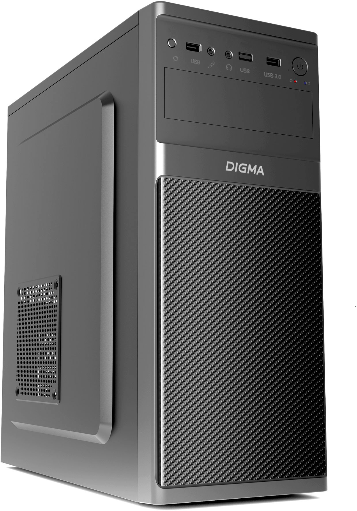 Корпус Digma DC-ATX200-U3, ATX, Midi-Tower, USB 3.0, черный, без БП (DC-ATX200-U3)