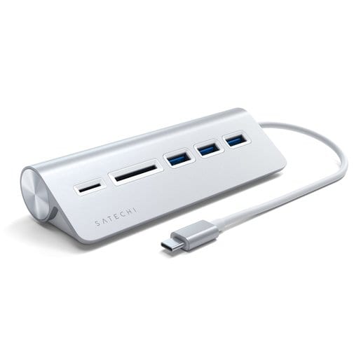 Док-станция Satechi Type-C Aluminum USB Hub & Micro/SD Card Reader для Apple MacBook, 3xUSB 3.0, SD, micro-SD, серебристый (ST-TCHCRS)