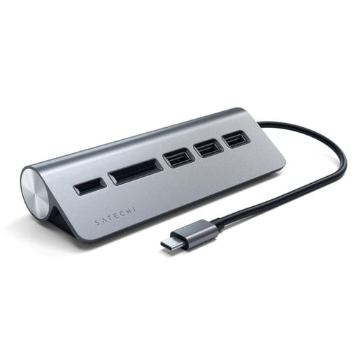 Док-станция Satechi Type-C Aluminum USB Hub & Micro/SD Card Reader для Apple MacBook, 3xUSB 3.0, SD, micro-SD, серый (ST-TCHCRM)