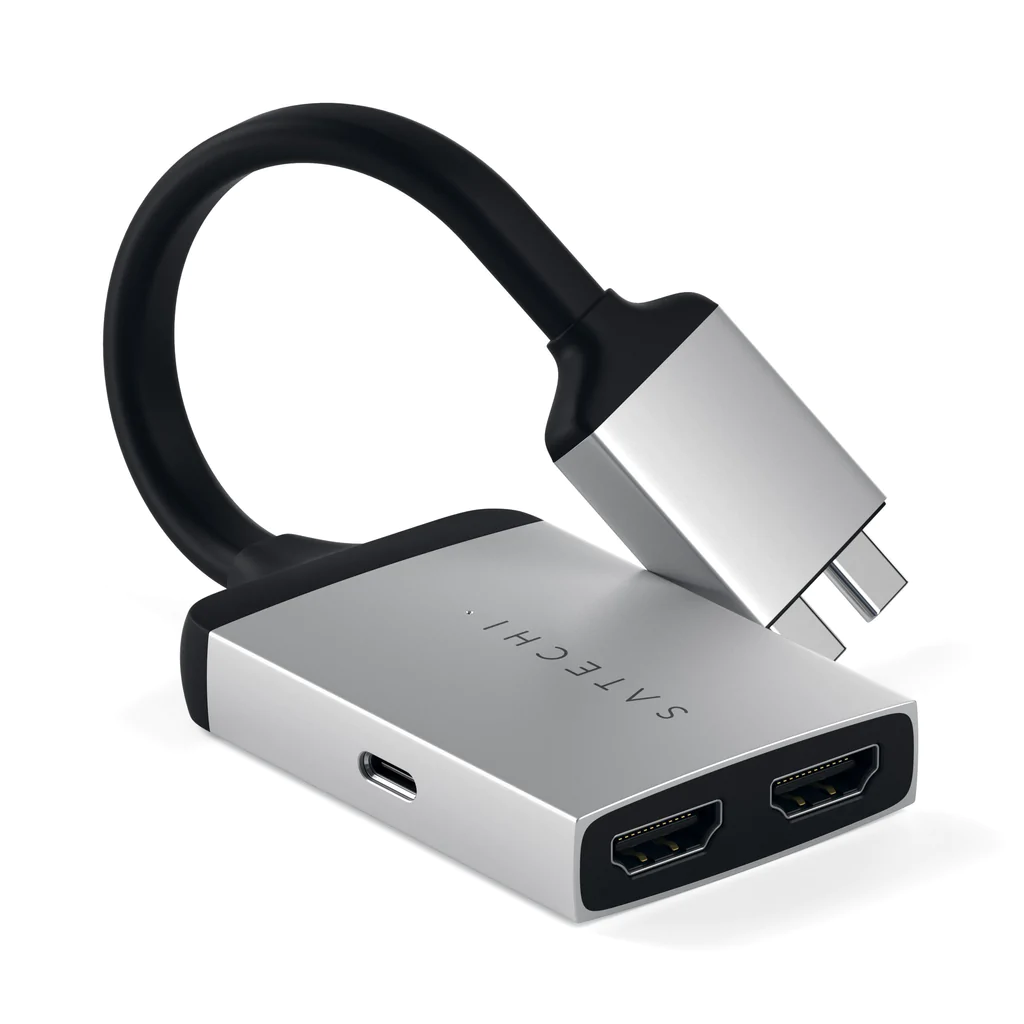 Док-станция Satechi Type-C Dual HDMI Adapter для Apple MacBook, 2xHDMI, USB Type-C, серебристый (ST-TCDHAS)