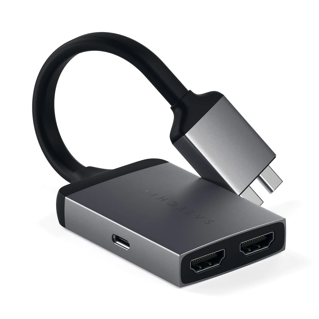 Док-станция Satechi Type-C Dual HDMI Adapter для Apple MacBook, 2xHDMI, USB Type-C, серый (ST-TCDHAM)
