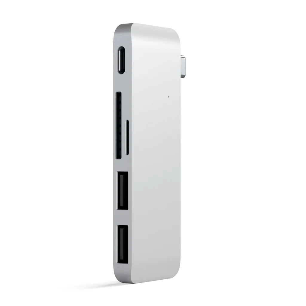 Док-станция Satechi Type-C USB 3.0 Passthrough Hub для Apple MacBook Pro M2, 2xUSB 3.0, USB Type-C, SD, micro-SD, серебристый (ST-TCUPS)