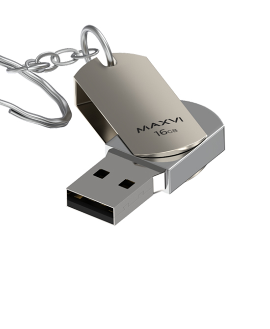 Флешка 16Gb USB 2.0 Maxvi, серебристый (FD16GBUSB20C10MR)