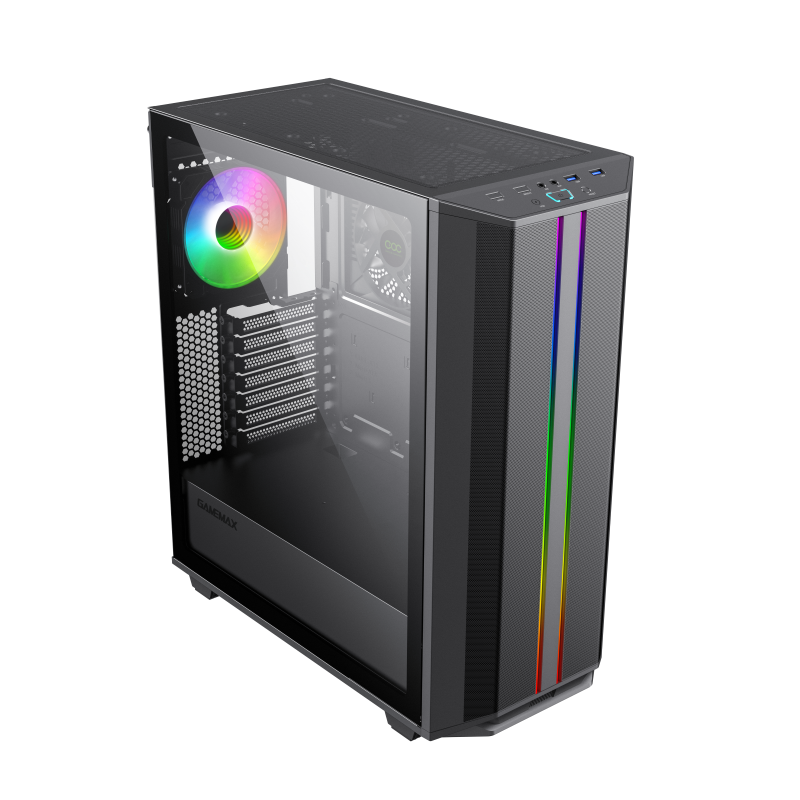 

Корпус GameMax Precision COC, ATX, Midi-Tower, 2xUSB 3.0, RGB подсветка, черный, без БП (Precision COC Black (T808)), Precision COC