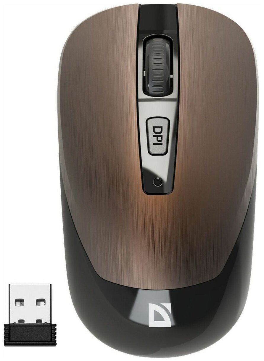 

Мышь беспроводная Defender Wave MM-995, 1600dpi, оптическая светодиодная, USB, бронза (52992), Wave MM-995