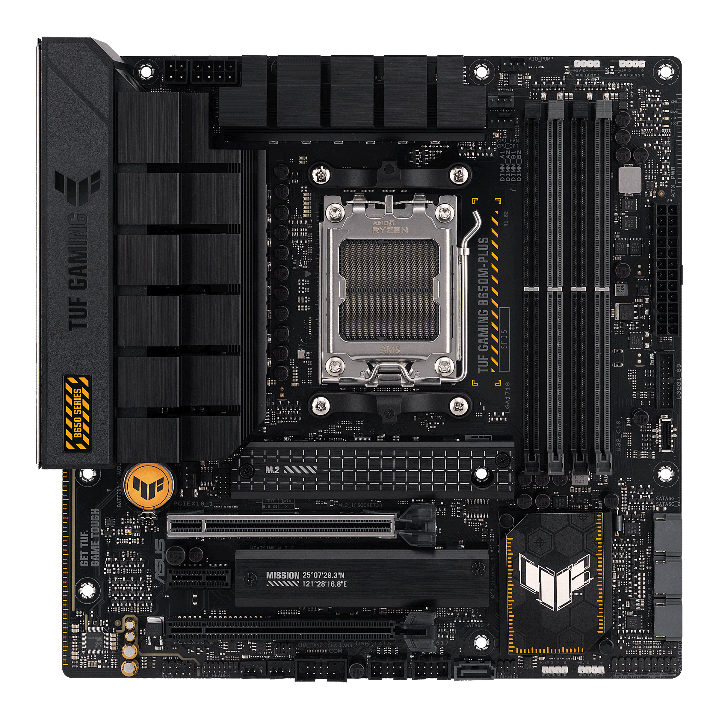 

Материнская плата ASUS TUF GAMING B650M-PLUS, AM5, AMD B650, 4xDDR5 DIMM, 2PCI-Ex16, 4SATA3, 7.1-ch, 2.5GLAN, 5 USB 3.2, 2 USB Type-C, HDMI, DP, mATX, Retail, TUF GAMING B650M-PLUS