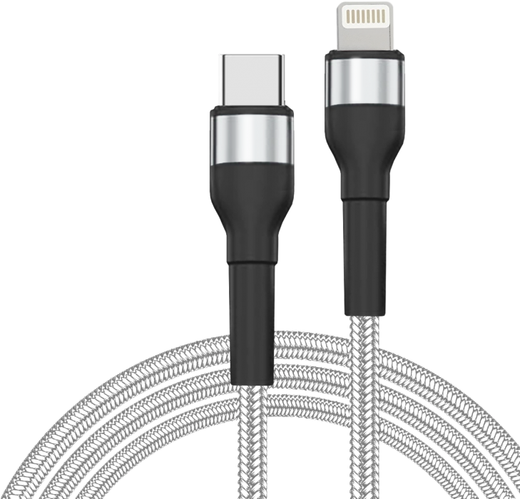 

Кабель USB Type-C-Lightning 8-pin, быстрая зарядка, 5A 1м, серебристый Jet.A JA-DC60 (JA-DC60 1m Silver), JA-DC60