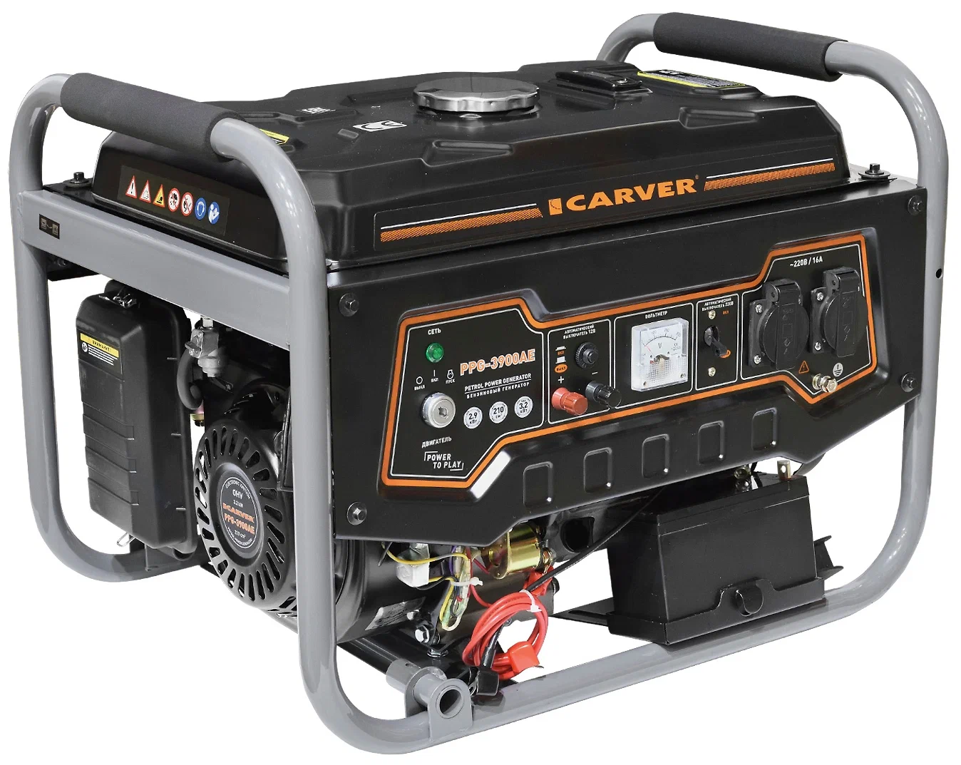 

Электрогенератор Carver PPG- 3900АE, однофазный, синхронный, бензиновый, 7 л.с., 3.2кВт, 2xEURO 16A (01.020.00021), PPG- 3900АE