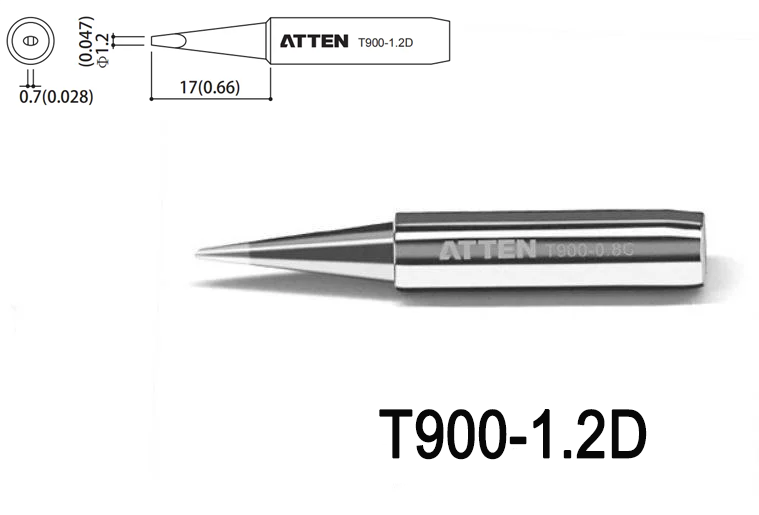 

Жало паяльное Atten T900-1.2D, 1.2мм, 1шт. (ACF028911), T900-1.2D