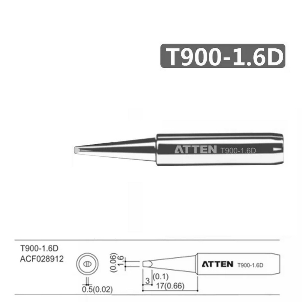 

Жало паяльное Atten T900-1.6D, 1.6мм, 1шт. (ACF028912), T900-1.6D