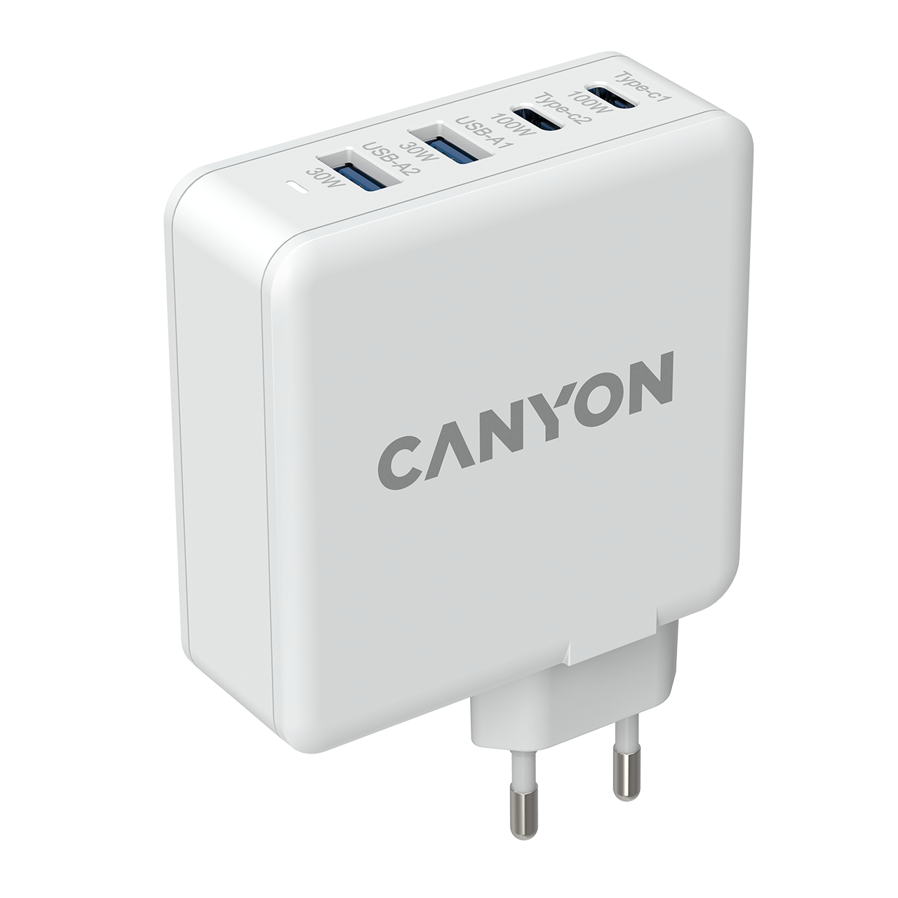 

Сетевое зарядное устройство Canyon H-100W 100Вт, 2xUSB, 2xUSB type-C, Quick Charge, PD, 5A, белый (CND-CHA100W01), H-100W