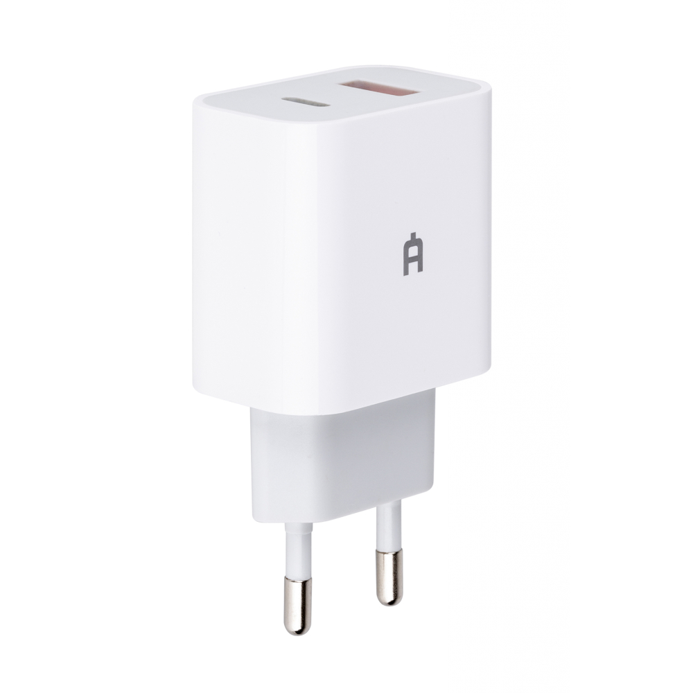 Сетевое зарядное устройство Alteracs AC18F 18Вт, USB, USB type-C, Quick Charge, PD, 3A, белый (AC18F White)