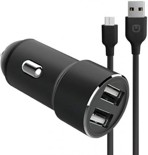 

Автомобильное зарядное устройство Unico, 2xUSB, 2.4А, кабель microUSB, черный (CCMICROUNC)