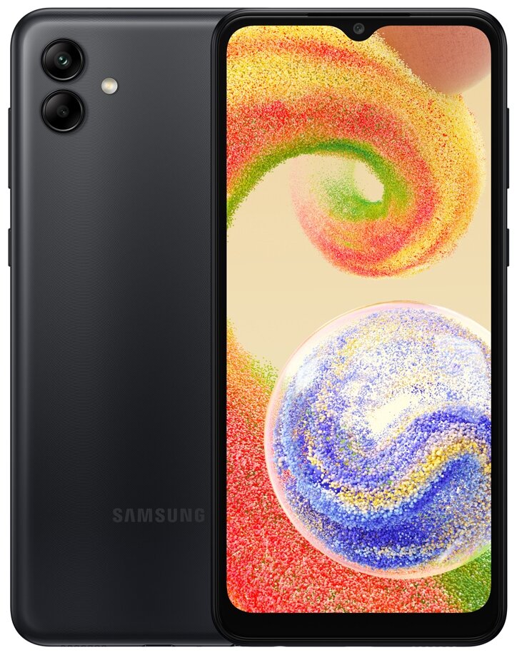 

Смартфон Samsung Galaxy A04, 6.5" 720x1600 PLS, MediaTek Helio P35, 4Gb RAM, 64Gb, 3G/4G, Wi-Fi, BT, 2xCam, 2-Sim, 5000 мА⋅ч, USB Type-C, Android 12, черный (SM-A045FZKGMEB), Galaxy A04