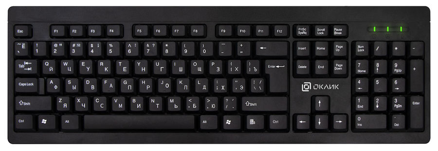 

Клавиатура проводная Oklick 95M, USB, черный (1788106), 95M