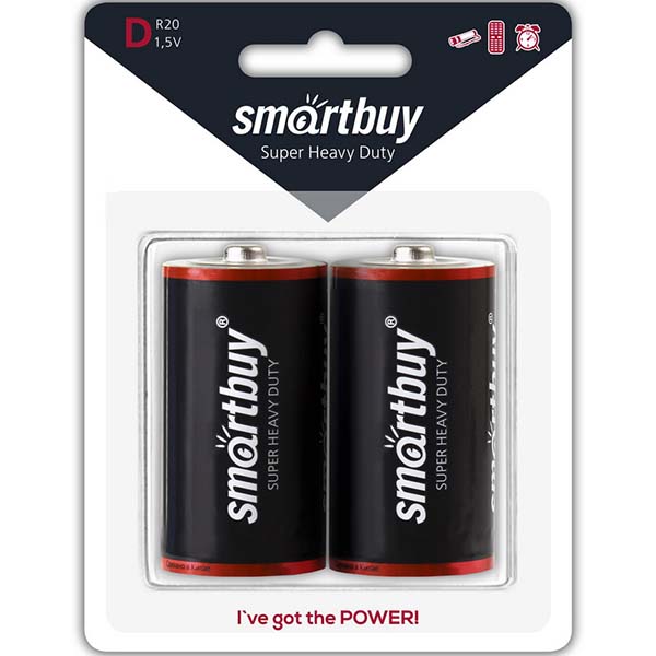 

Батарея Smartbuy Super Heavy Duty, D (LR20/2BL), 1.5V, 2шт. (SBBZ-D02B)