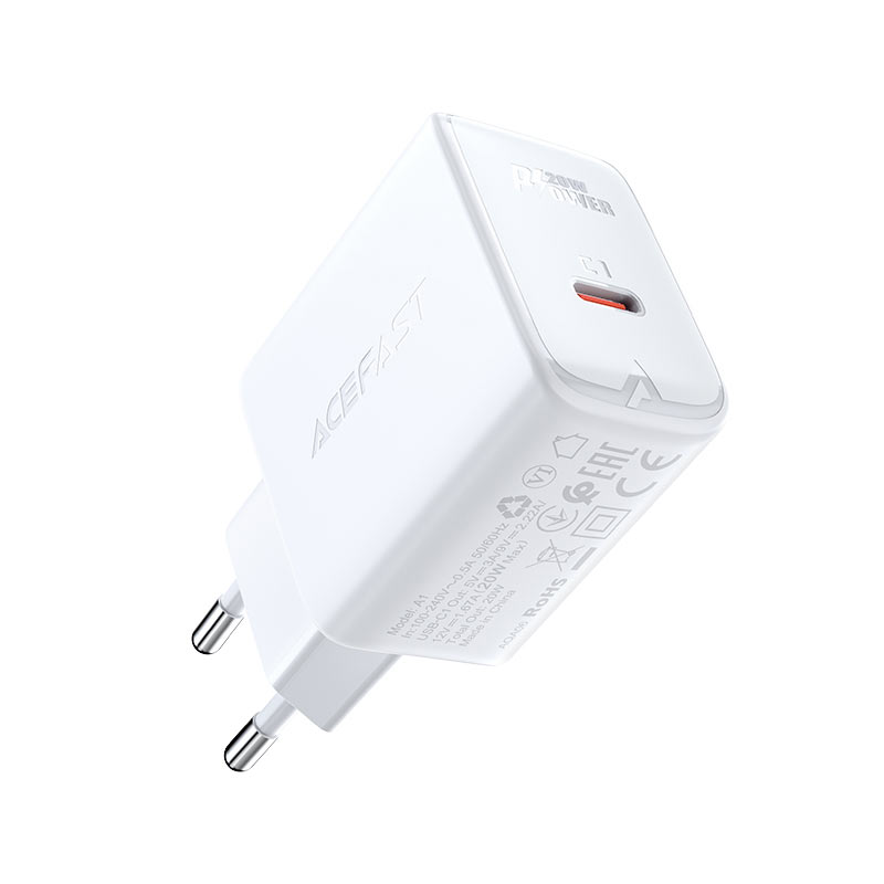 

Сетевое зарядное устройство Acefast A1 20Вт, USB type-C, Quick Charge, PD, 2.4A, белый (AF-A1-WH), A1