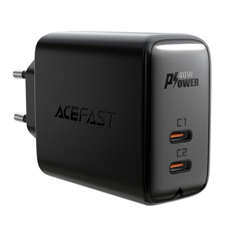 

Сетевое зарядное устройство Acefast A9 40Вт, 2xUSB type-C, Quick Charge, PD, 2.4A, черный (AF-A9-BK), A9