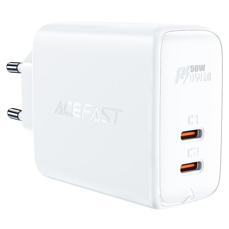 

Сетевое зарядное устройство Acefast A29 50Вт, 2xUSB type-C, Quick Charge, PD, белый (AF-A29-WH), A29