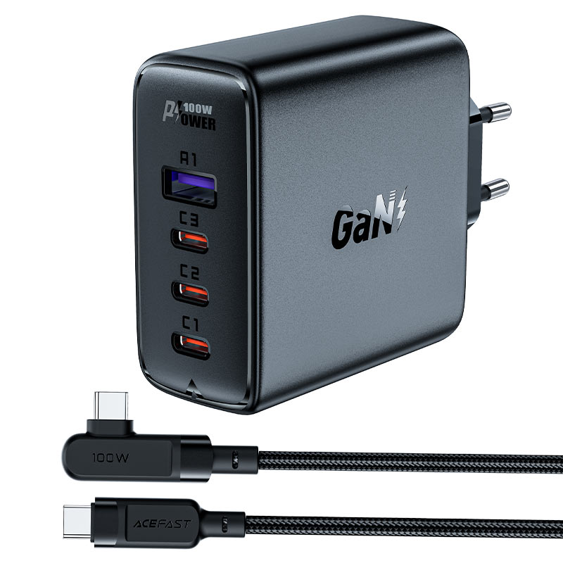 

Сетевое зарядное устройство Acefast A37 100Вт, USB, 3xUSB type-C, Quick Charge, PD, 5A, черный (AF-A37-BK), USB Type-C - USB Type-C, A37