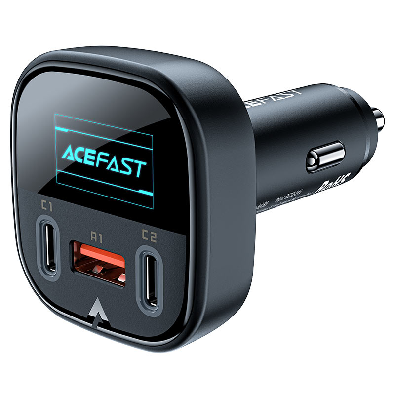 Автомобильное зарядное устройство Acefast B5, USB, 2xUSB Type C, 5А, 101 Вт, QC, PD, черный (AF-B5-BK)