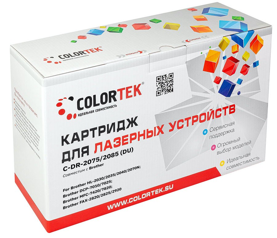 Драм-картридж (фотобарабан) лазерный Colortek (DR2075/2085), черный, 12000 страниц, совместимый, для Brother HL-2030/2035/2040/2070N, DCP-7010/7025, MFC-7420/7820, FAX-2820/2825/2920 (CT-DR2075/2085) CT-DR2075/2085 - фото 1