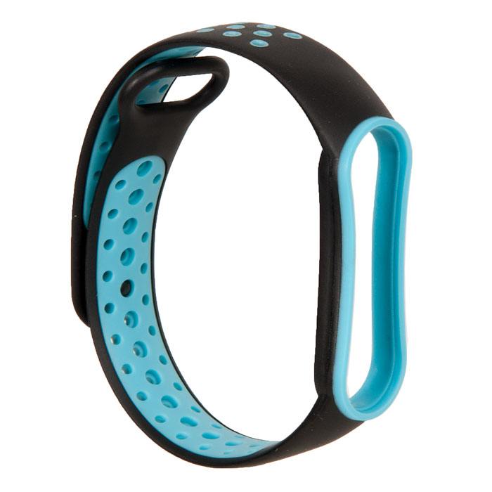 

Ремешок для Xiaomi Mi Band 5, на кнопке, черный/голубой (2000000041117)