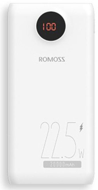 

Портативный аккумулятор (Powerbank) Romoss SW20PF, 20000mAh, 2xUSB, 3A, Type-C, QC, PD, белый (6973693499199), SW20PF