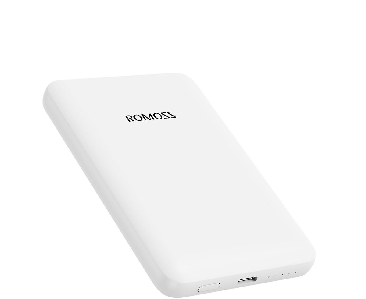 

Портативный аккумулятор (Powerbank) Romoss WSS05, 5000mAh, 3A, QC, PD, QI, белый (6973693499212), WSS05