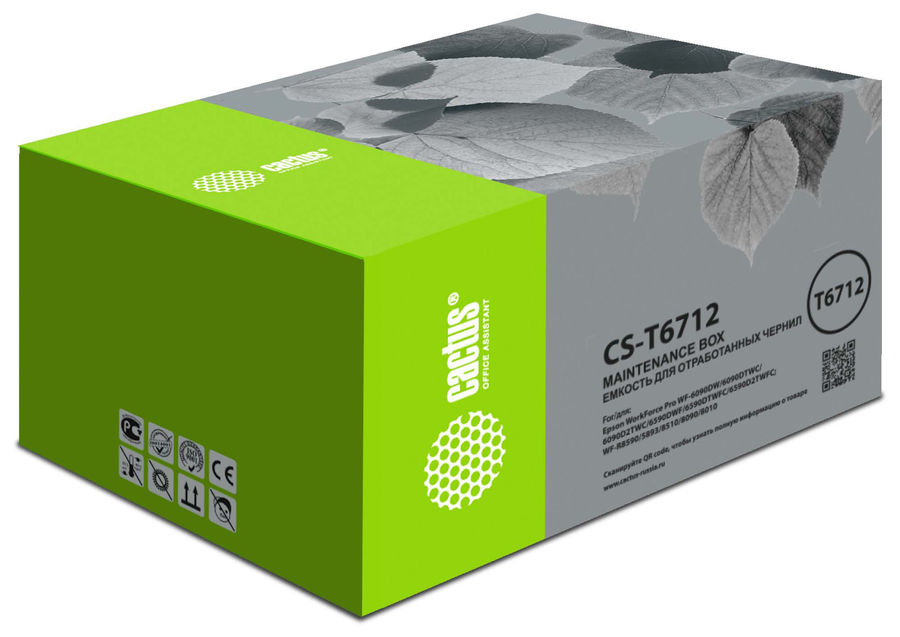 

Емкость для отработанных чернил Cactus CS-T6712 для Epson WorkForce Pro WF-6090DW/6090DTWC/6090D2TWC/6590DWF, T6712/C13T671200 (CS-T6712), CS-T6712