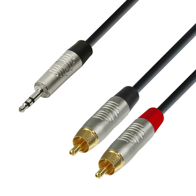 

Кабель Jack 3.5mm(M)-2xRCA(M), экранированный, 1.5 м, черный/серебристый Adam Hall (K4YWCC0150), 0