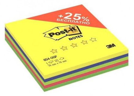 

Блок самоклеящийся (стикеры) Post-it 7.6 см x 7.6 см, 125 листов, ассорти (7100091465)